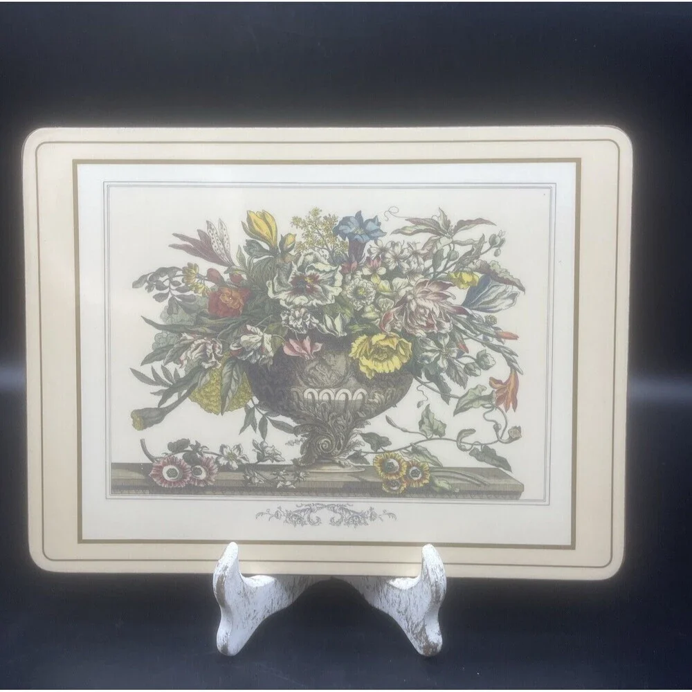 VTG Pimpernel Deluxe Finish Cream‎ Furber Flowers Placemats 12” X 9” Set Of 4